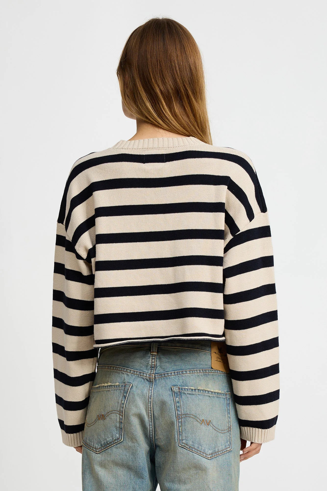 ハイク STRIPED SWEATER CROP TOP ニット セーター 紺 Cropped Polo Sweater Blue | Dynamite