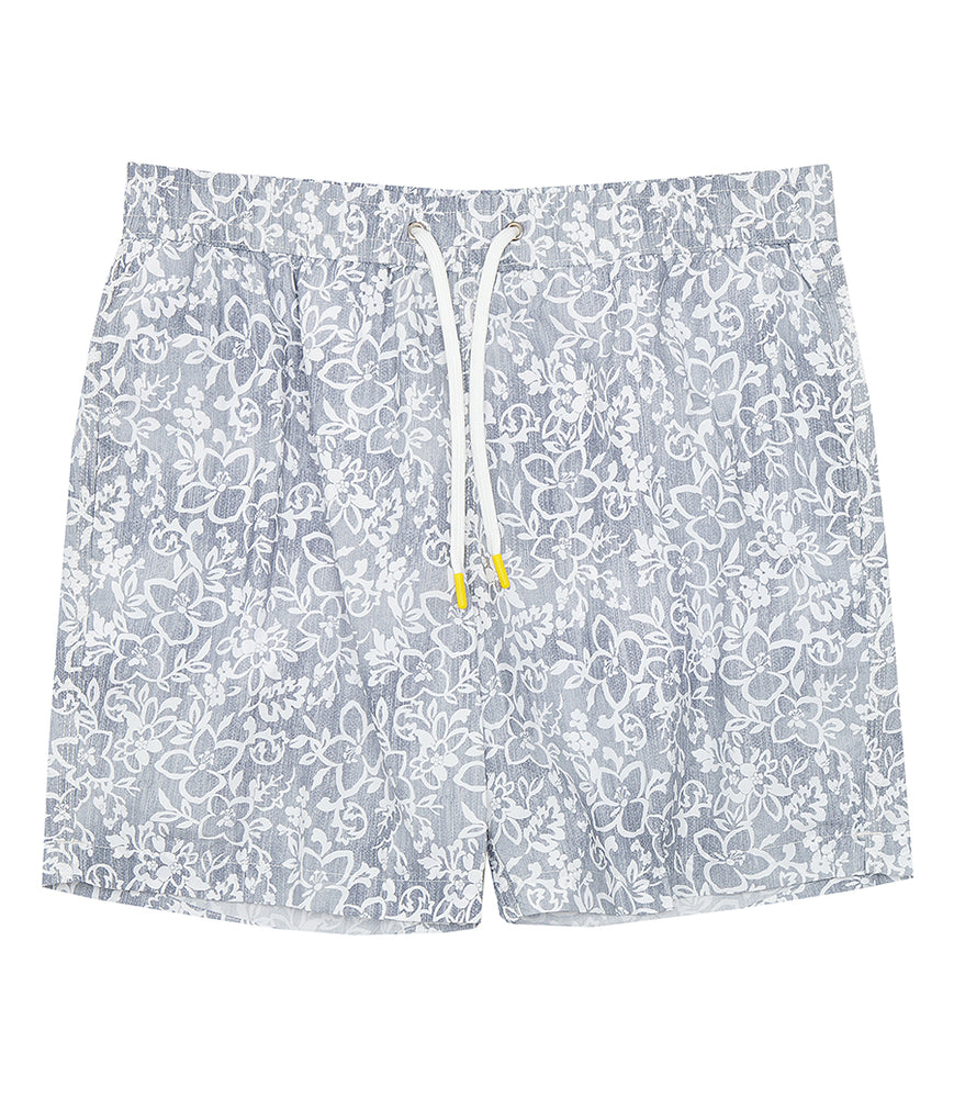 Mens Swimwear - Grey Flowers