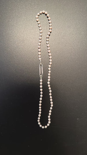 Pearl and Paperclip Necklace