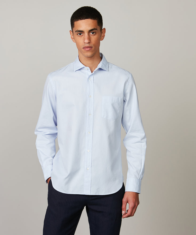 Paul Cotton Shirt - Blue Pique