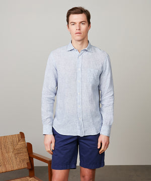Paul Linen Shirt - Navy Stripe