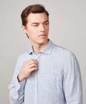 Paul Linen Shirt - Navy Stripe