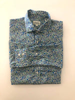 Paul Cotton Shirt - Blue Green Mini Flowers
