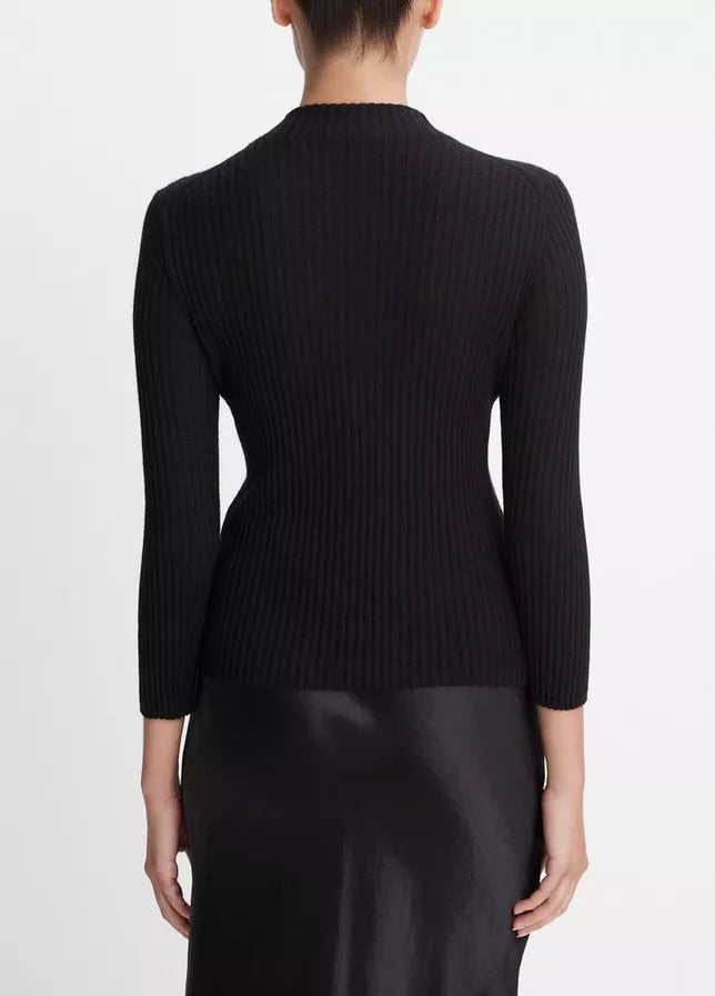3/4 SLV Ribbed Mock