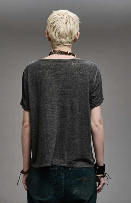 Low Neck Henley - Charcoal