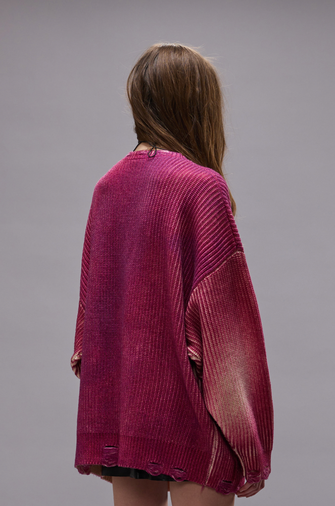 R13  Oversized Cardigan - Raspberry