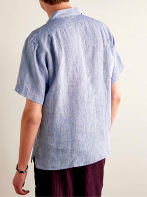 Palm Linen Shirt - Chambray Blue