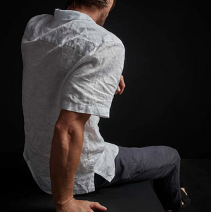 Rolled Sleeve Linen Shirt - White